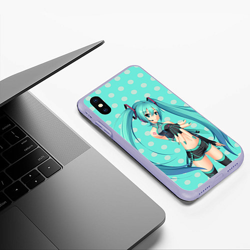 Чехол iPhone XS Max матовый Hatsune Miku / 3D-Светло-сиреневый – фото 3