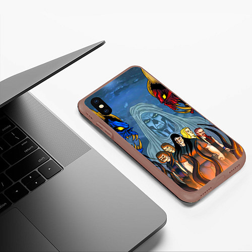 Чехол iPhone XS Max матовый Dethklok: Heroes / 3D-Коричневый – фото 3