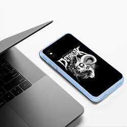 Чехол iPhone XS Max матовый Dethklok: Goat Skull, цвет: 3D-голубой — фото 2