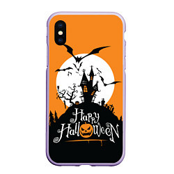 Чехол iPhone XS Max матовый Happy Halloween, цвет: 3D-светло-сиреневый