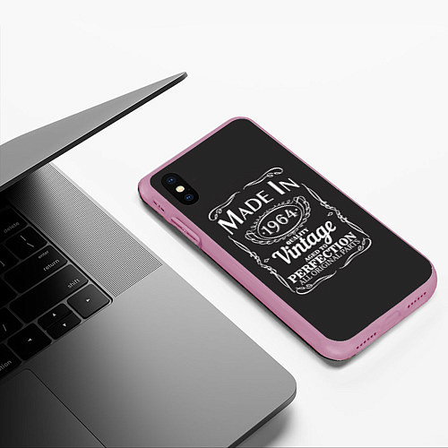 Чехол iPhone XS Max матовый Сделано в 1964 / 3D-Розовый – фото 3