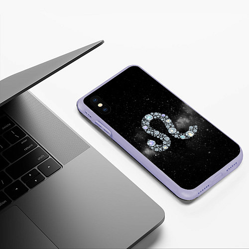 Чехол iPhone XS Max матовый Космический Лев / 3D-Светло-сиреневый – фото 3