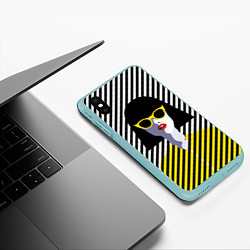 Чехол iPhone XS Max матовый Pop art girl, цвет: 3D-мятный — фото 2