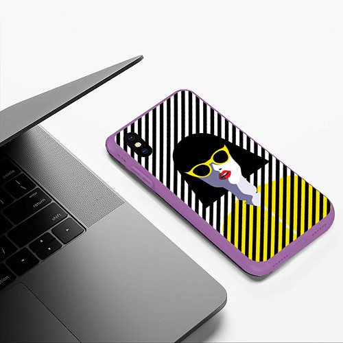 Чехол iPhone XS Max матовый Pop art girl / 3D-Фиолетовый – фото 3