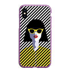 Чехол iPhone XS Max матовый Pop art girl, цвет: 3D-фиолетовый