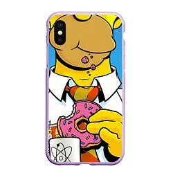 Чехол iPhone XS Max матовый Homer with donut, цвет: 3D-сиреневый
