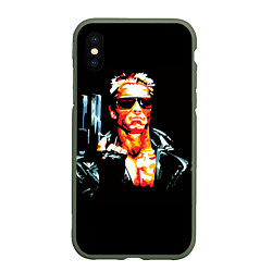 Чехол iPhone XS Max матовый Terminator with a pistol, цвет: 3D-темно-зеленый