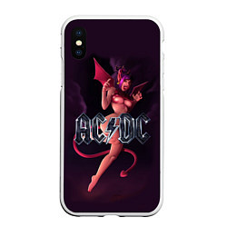 Чехол iPhone XS Max матовый AC/DC: Devil Girl, цвет: 3D-белый