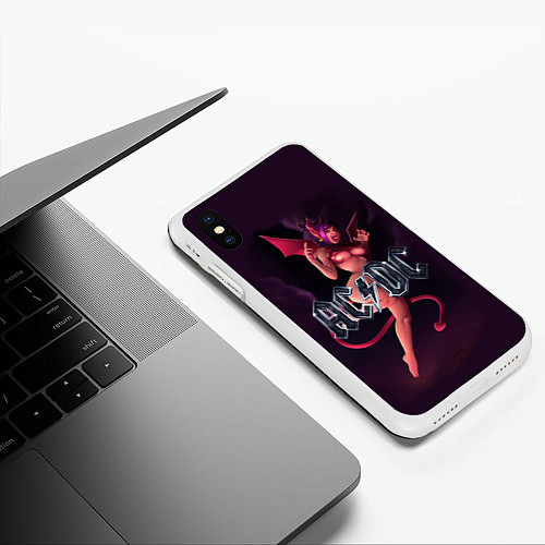 Чехол iPhone XS Max матовый AC/DC: Devil Girl / 3D-Белый – фото 3