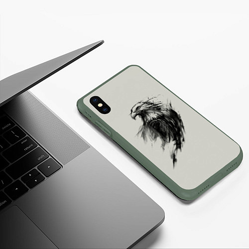 Чехол iPhone XS Max матовый Дикий орел / 3D-Темно-зеленый – фото 3
