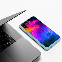 Чехол iPhone XS Max матовый Узор цвета, цвет: 3D-мятный — фото 2