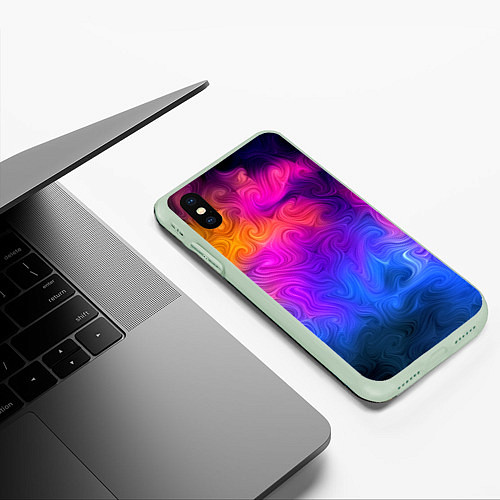 Чехол iPhone XS Max матовый Узор цвета / 3D-Салатовый – фото 3