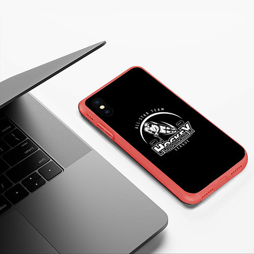 Чехол iPhone XS Max матовый Hockey League / 3D-Красный – фото 3