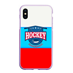Чехол iPhone XS Max матовый Hockey Russia, цвет: 3D-сиреневый