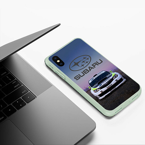 Чехол iPhone XS Max матовый Grey / 3D-Салатовый – фото 3