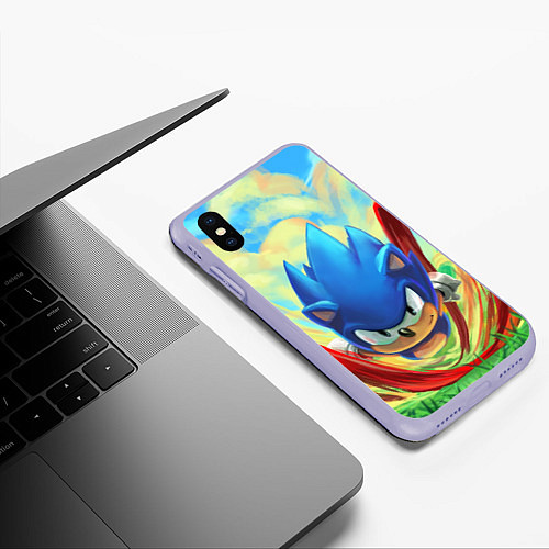 Чехол iPhone XS Max матовый Sonic / 3D-Светло-сиреневый – фото 3