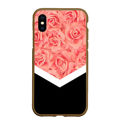 Чехол iPhone XS Max матовый Розовые розы, цвет: 3D-коричневый