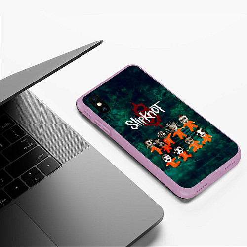 Чехол iPhone XS Max матовый Группа Slipknot / 3D-Сиреневый – фото 3