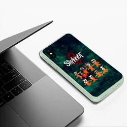 Чехол iPhone XS Max матовый Группа Slipknot, цвет: 3D-салатовый — фото 2