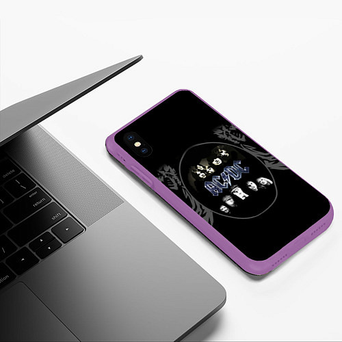 Чехол iPhone XS Max матовый Группа ACDC / 3D-Фиолетовый – фото 3