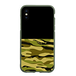 Чехол iPhone XS Max матовый Лесной Камуфляж, цвет: 3D-темно-зеленый
