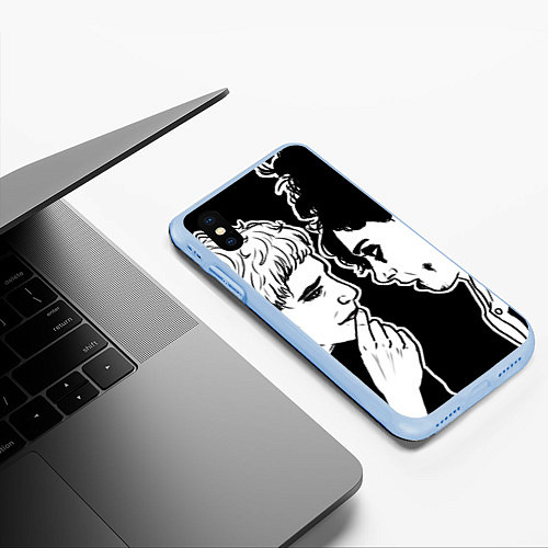 Чехол iPhone XS Max матовый Легион / 3D-Голубой – фото 3