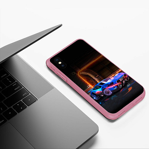 Чехол iPhone XS Max матовый Rocket League / 3D-Малиновый – фото 3