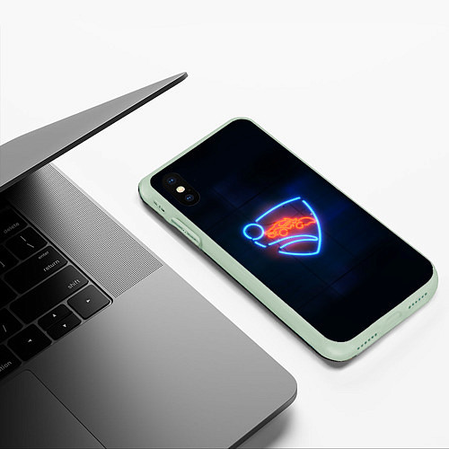 Чехол iPhone XS Max матовый Rocket League / 3D-Салатовый – фото 3