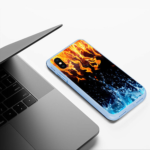 Чехол iPhone XS Max матовый Две стихии / 3D-Голубой – фото 3