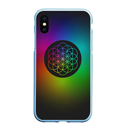 Чехол iPhone XS Max матовый Coldplay Colour, цвет: 3D-голубой