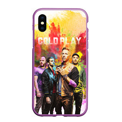 Чехол iPhone XS Max матовый Coldplay, цвет: 3D-фиолетовый