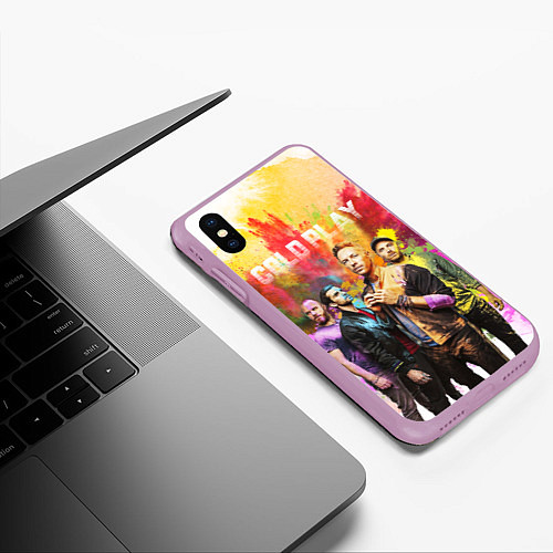 Чехол iPhone XS Max матовый Coldplay / 3D-Сиреневый – фото 3