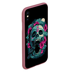 Чехол iPhone XS Max матовый Dia de Muertos, цвет: 3D-малиновый — фото 2