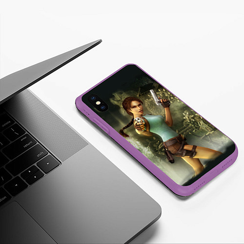 Чехол iPhone XS Max матовый TOMB RAIDER / 3D-Фиолетовый – фото 3