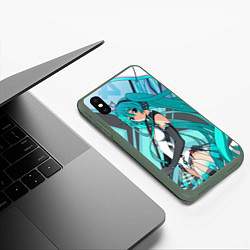 Чехол iPhone XS Max матовый Miku1, цвет: 3D-темно-зеленый — фото 2