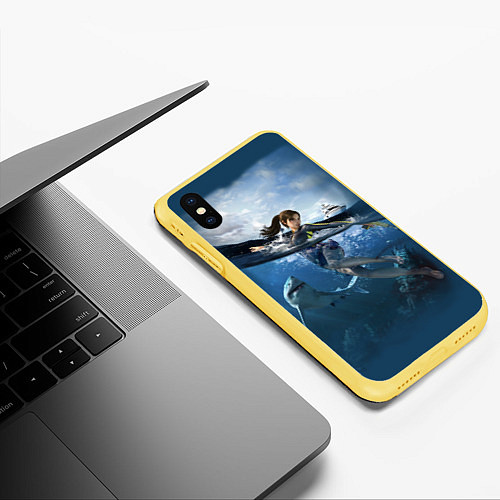 Чехол iPhone XS Max матовый TOMB RAIDER / 3D-Желтый – фото 3