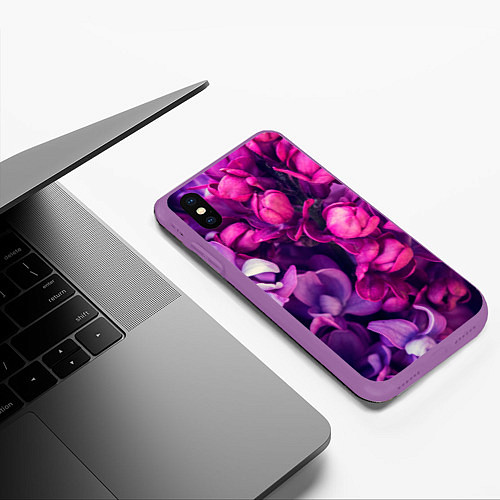 Чехол iPhone XS Max матовый Тюльпановый сад / 3D-Фиолетовый – фото 3