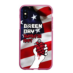 Чехол iPhone XS Max матовый Green Day American Idiot, цвет: 3D-малиновый