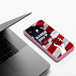 Чехол iPhone XS Max матовый Green Day American Idiot, цвет: 3D-малиновый — фото 2