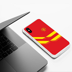 Чехол iPhone XS Max матовый Manchester United 3, цвет: 3D-белый — фото 2