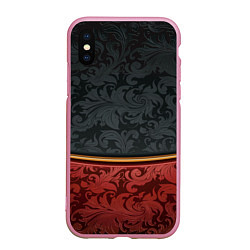 Чехол iPhone XS Max матовый Узоры Black and Red, цвет: 3D-розовый