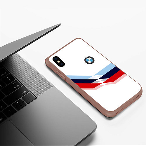 Чехол iPhone XS Max матовый BMW БМВ WHITE / 3D-Коричневый – фото 3