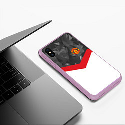 Чехол iPhone XS Max матовый Man United FC: Grey Polygons, цвет: 3D-сиреневый — фото 2