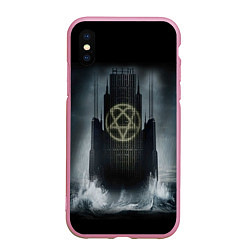 Чехол iPhone XS Max матовый HIM: Devil Castle, цвет: 3D-розовый