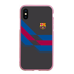 Чехол iPhone XS Max матовый Barcelona FC: Dark style, цвет: 3D-розовый