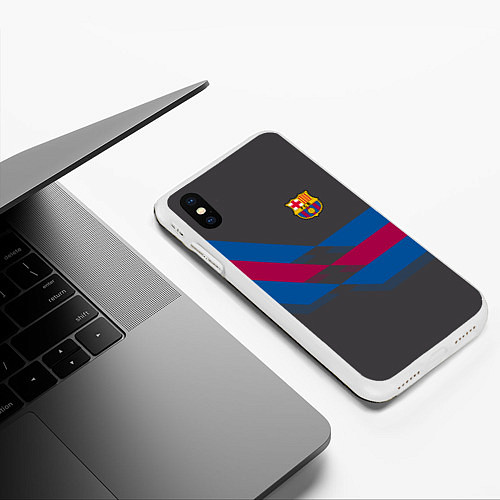 Чехол iPhone XS Max матовый Barcelona FC: Dark style / 3D-Белый – фото 3