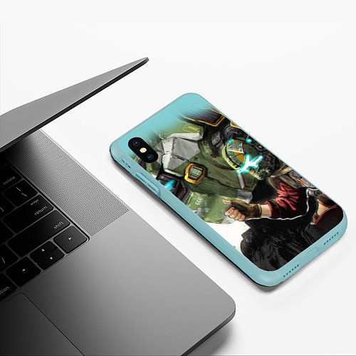 Чехол iPhone XS Max матовый Titanfall / 3D-Мятный – фото 3