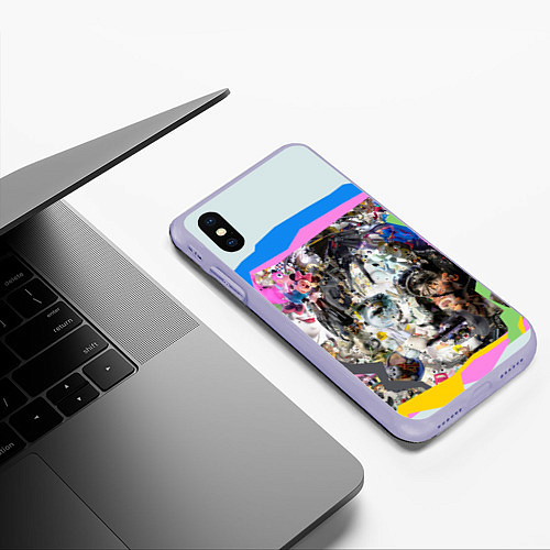 Чехол iPhone XS Max матовый John Lennon: Abstraction / 3D-Светло-сиреневый – фото 3