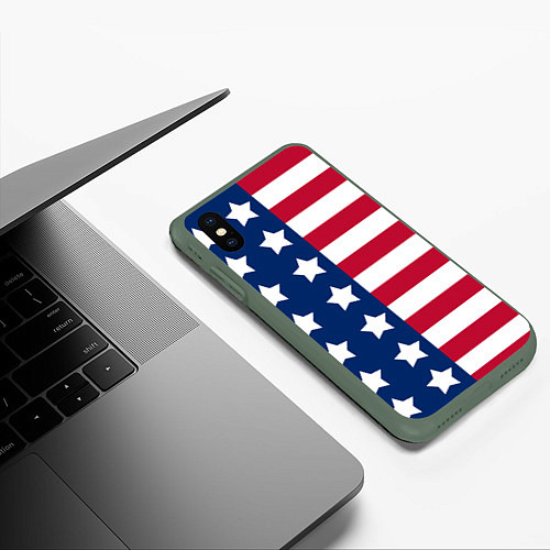 Чехол iPhone XS Max матовый USA Flag / 3D-Темно-зеленый – фото 3