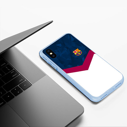 Чехол iPhone XS Max матовый Barcelona FC: Sport / 3D-Голубой – фото 3